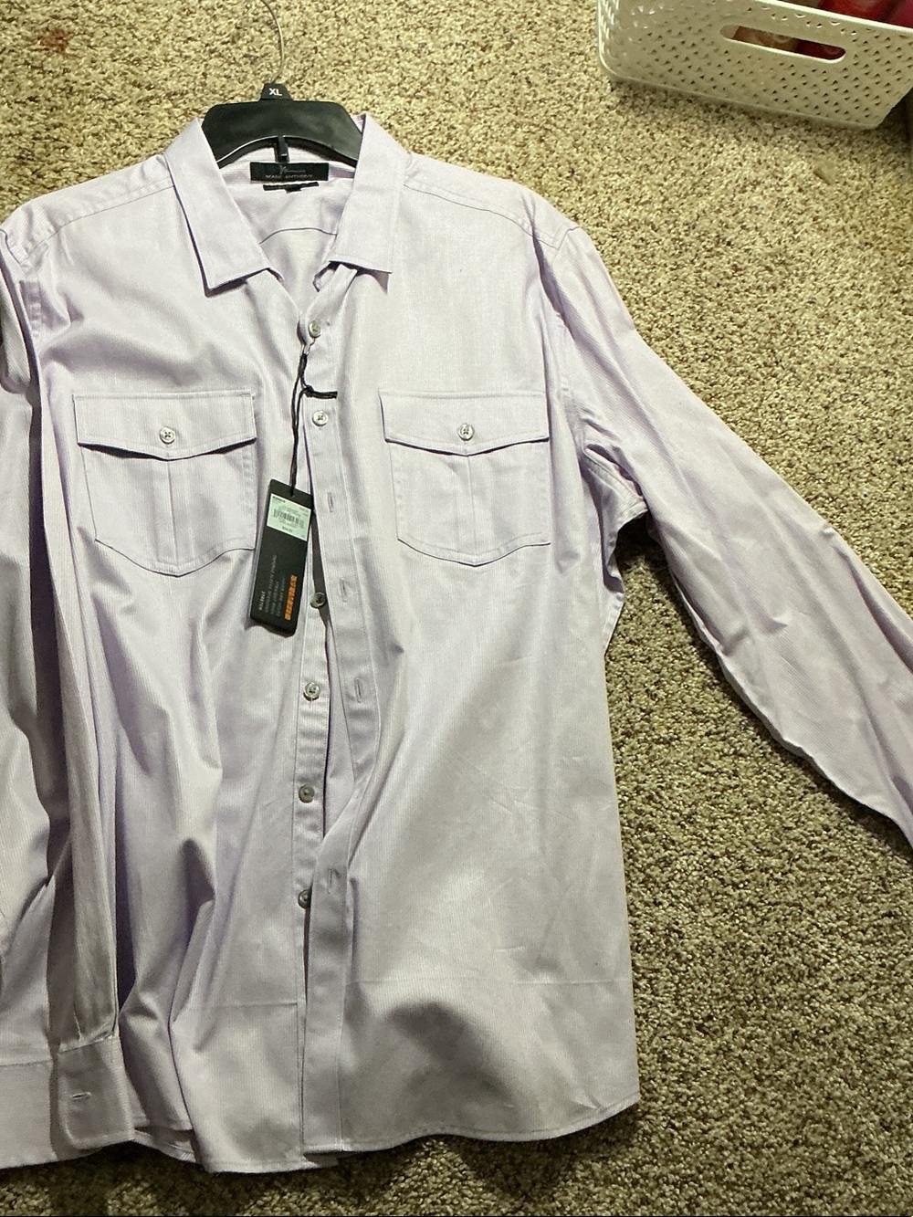 Marc Anthony Lavender Button-Down Shirt with Chest Pockets